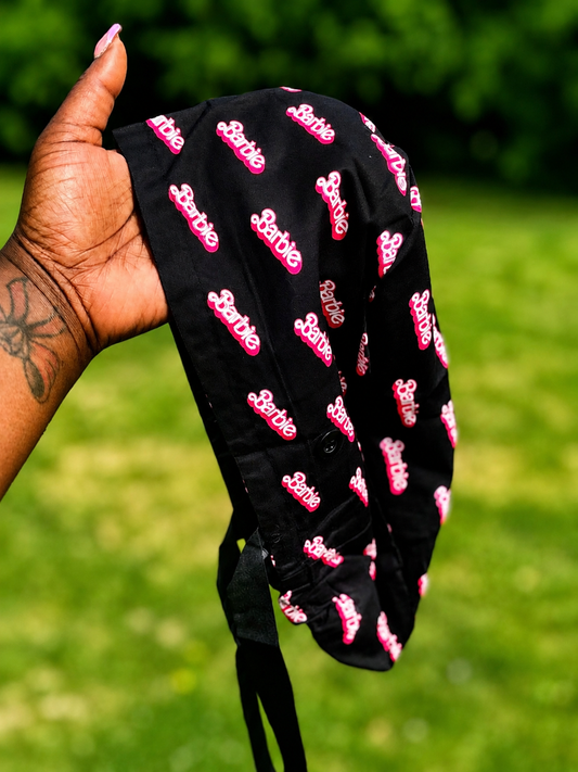 Black Barbie Ponytail Scrub Cap