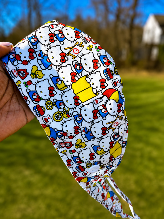 White & Yellow HK Scrub Cap